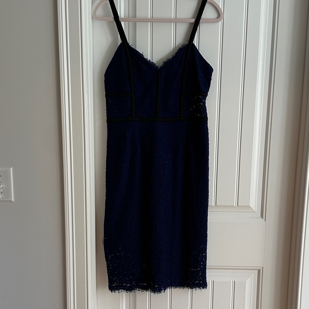 Express Midnight Blue Lace Midi Dress